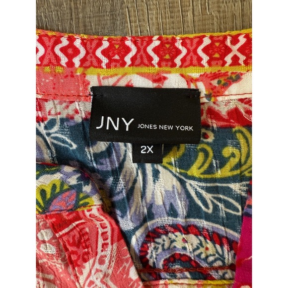 Jones New York Womens Size 2X Multicolor Patchwork Long Sleeves Tunic Blouse Top - Picture 9 of 12